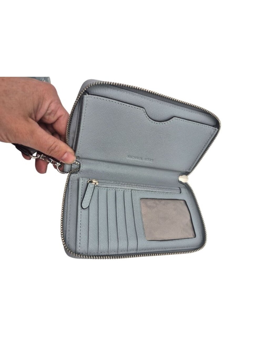 Michael Michael Kors Jet Set Travel Leather Wristlet Wallet Sky Blue - Picture 6 of 10